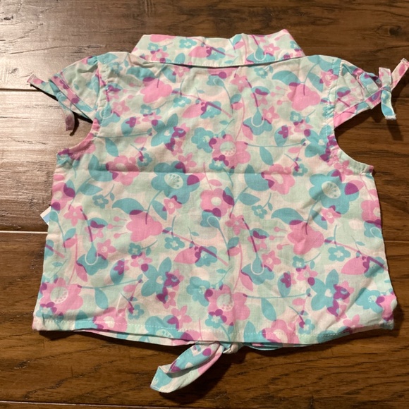 New greendog short sleeve floral button up shirt 6-9 months - Picture 5 of 6